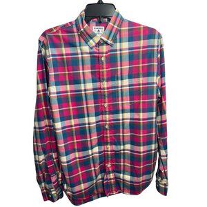 Bonobos Shirt Men Small S Standard Fit Madras Button Down Pink Plaid Long Sleeve